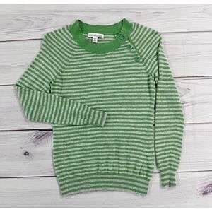 BANANA REPUBLIC Women's XS Green striped Luxury Cashmere blend pullover sweater